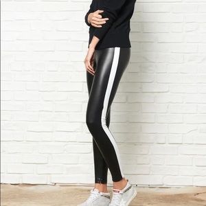 David Lerner Tuxedo Stripe Faux Leather Leggings
